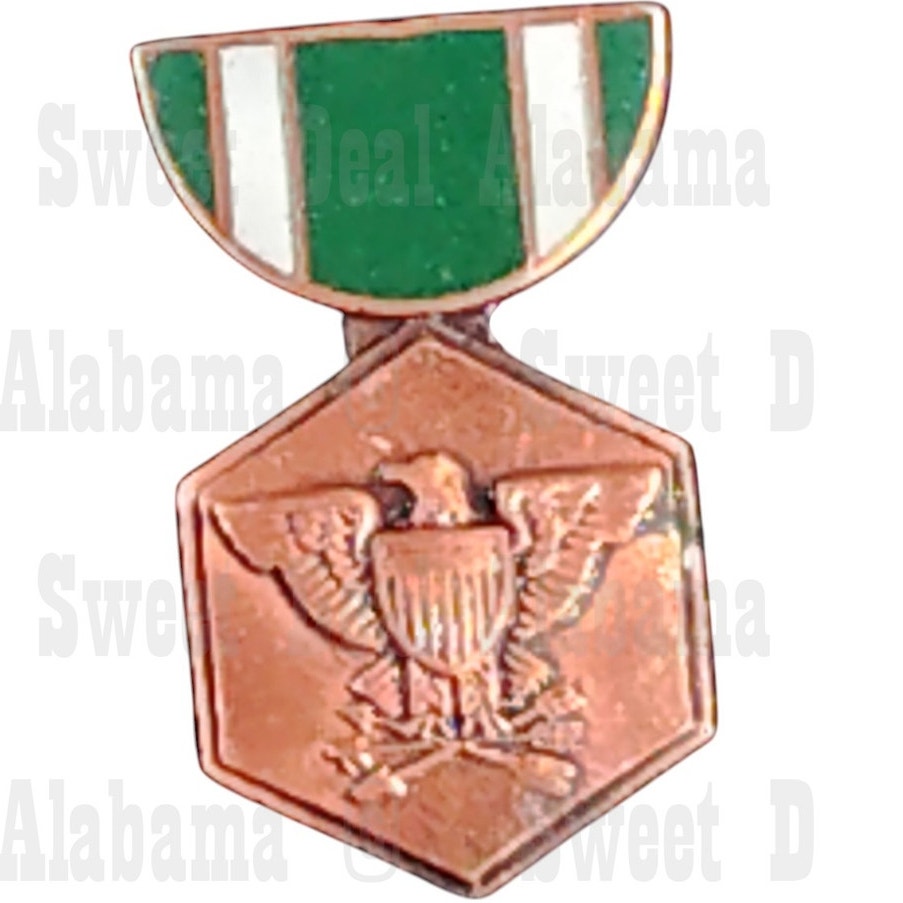 Navy & Marines Commendation Mini Medal Hat, Lapel Collectors Pin 1-1/8"H x 5/8"W