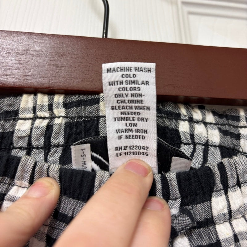 Venezia Woman Black & White Plaid Cotton Pull-On Pants 14W - Lightweight