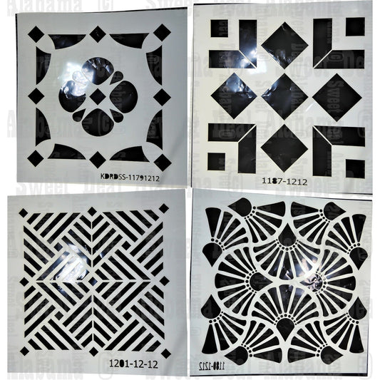 Kayra Decor Damask Wall Stencils 12x12 – 4 Designs (1180, 1179, 1187, 1201)