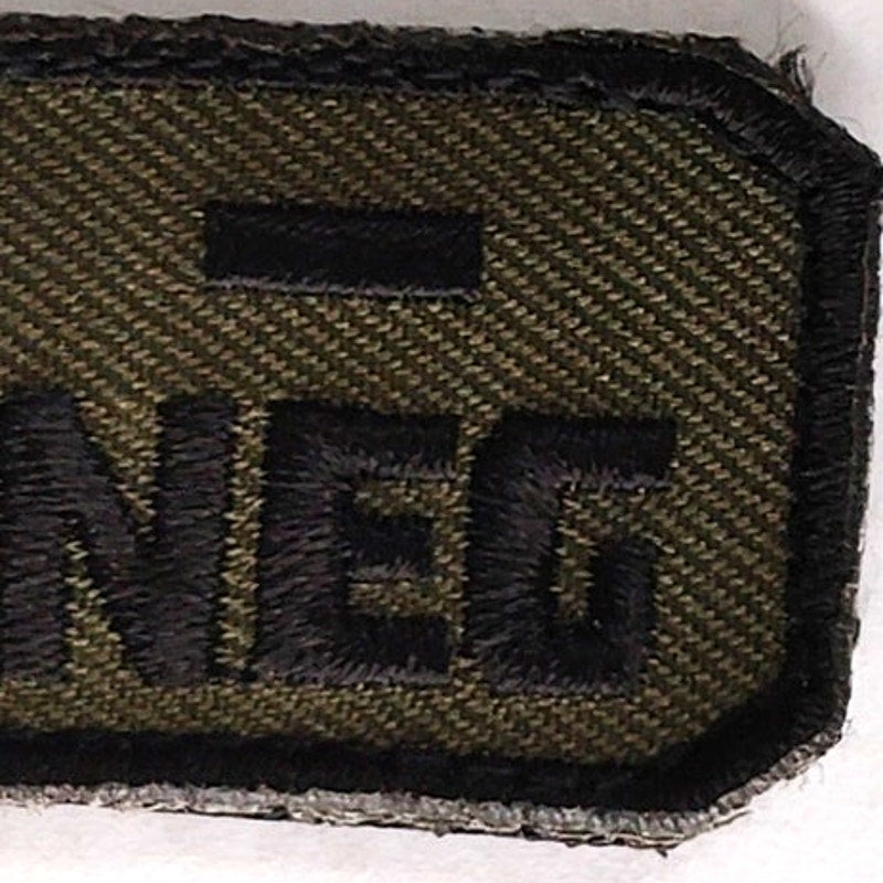 O‑ NEG Blood Type Patch Black on Green 2 × 1 Hook‑Back