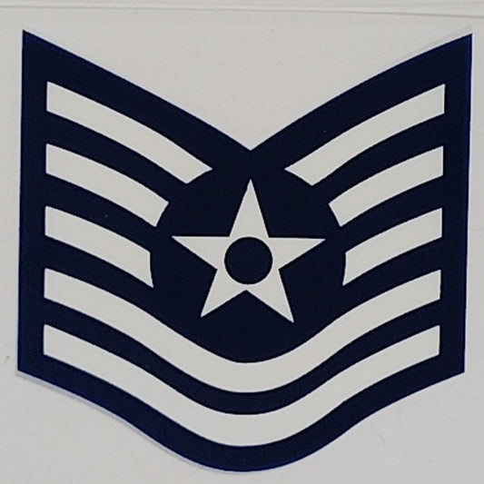 USAF E-6 Technical Sergeant Decal 2.25" x 2.375" Vinyl – Outside Window – D84‑AF
