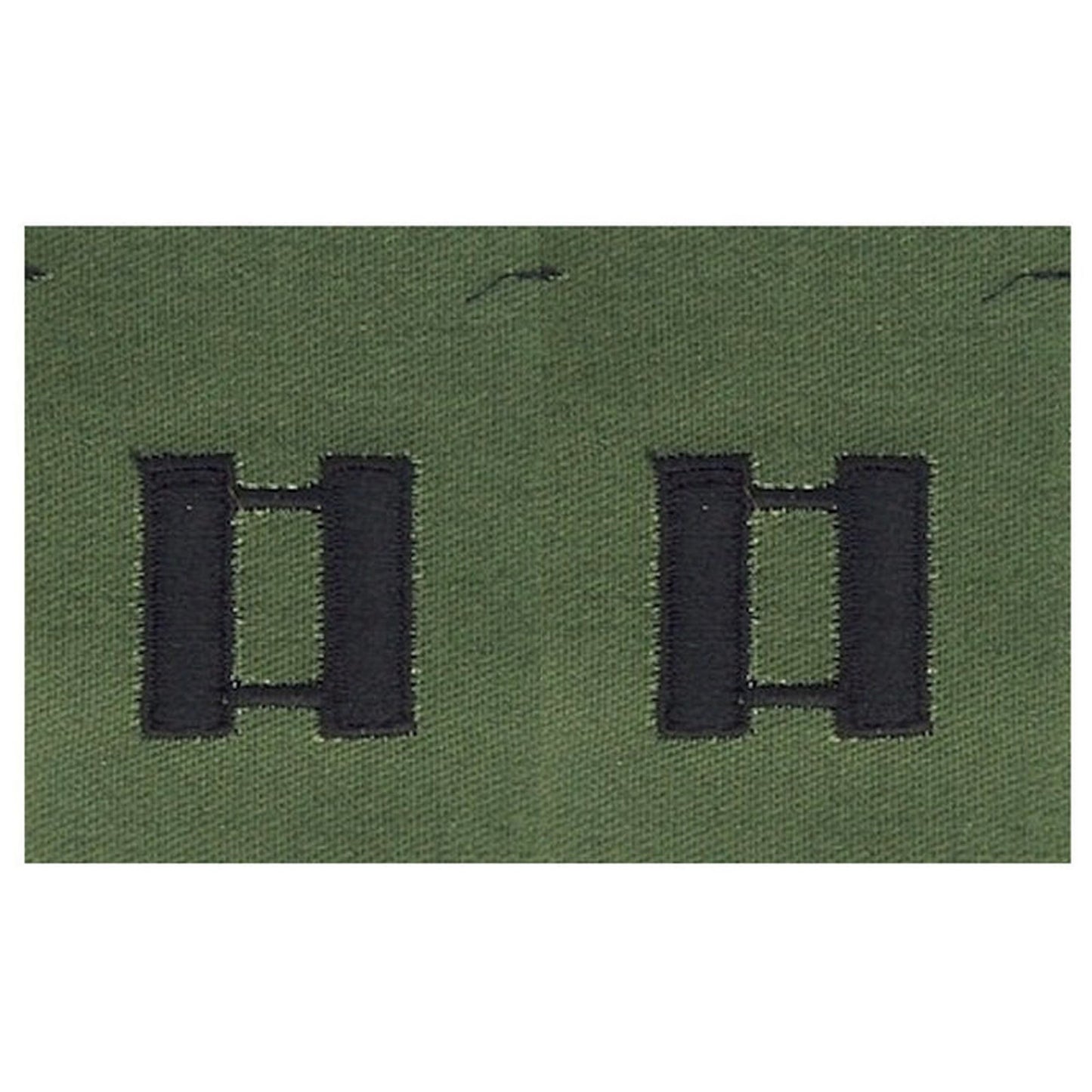 Vintage US Army Captain O‑3 Rank Patch Pair Subdued Black on OD Green Sew‑On