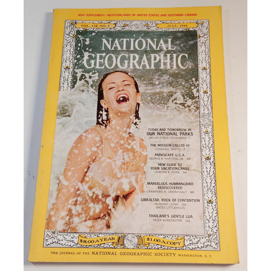 National Geographic Magazine July 1966, National Parks, Gibraltar & Hummingbirds