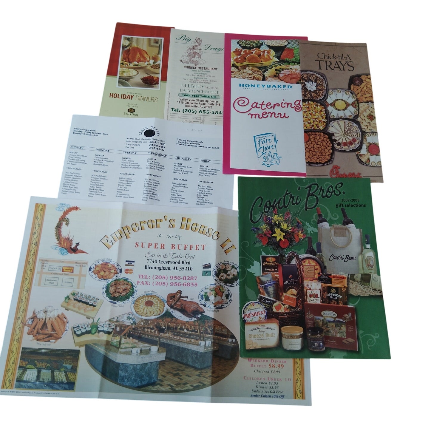 Vintage Restaurant & Catering Menus Ephemera - Alabama Collectibles Lot