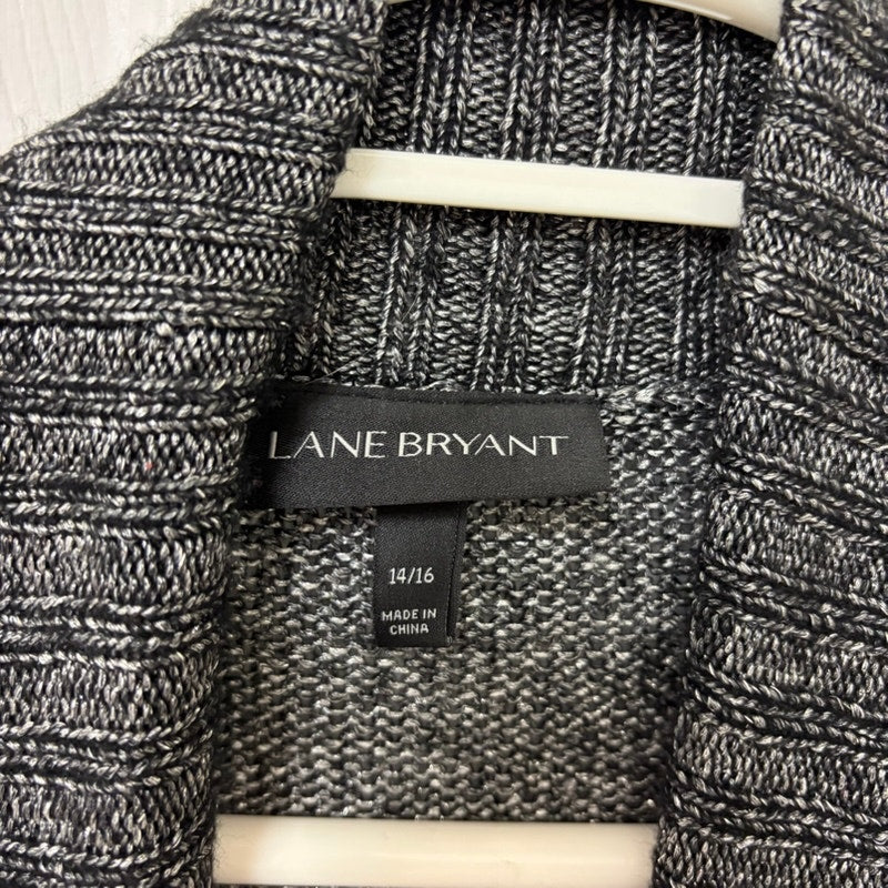 Lane Bryant +Size 14/16 Black Silver Open Front Cardigan Sweater Metallic Knit