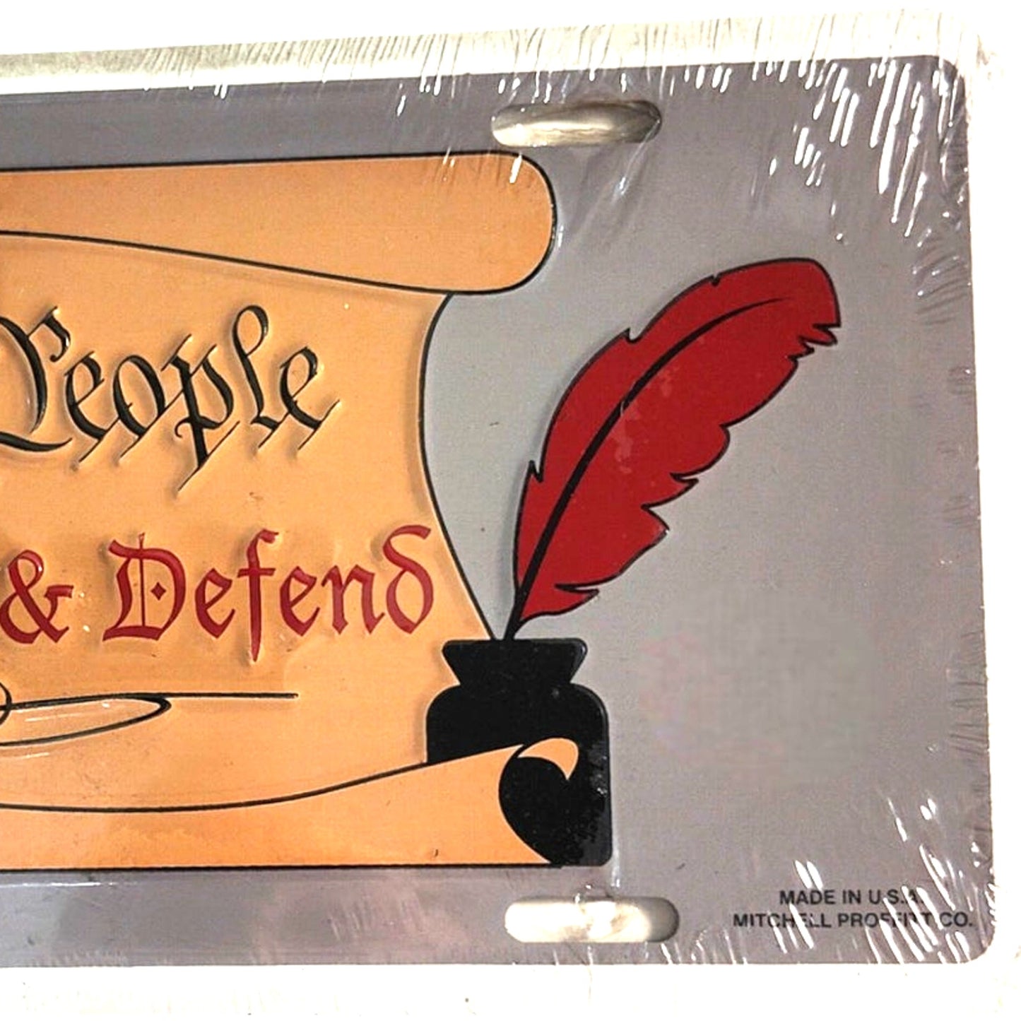 License Plate – “We the People – Support & Defend” Patriotic Scroll Design, Made in USA, 09J-1153