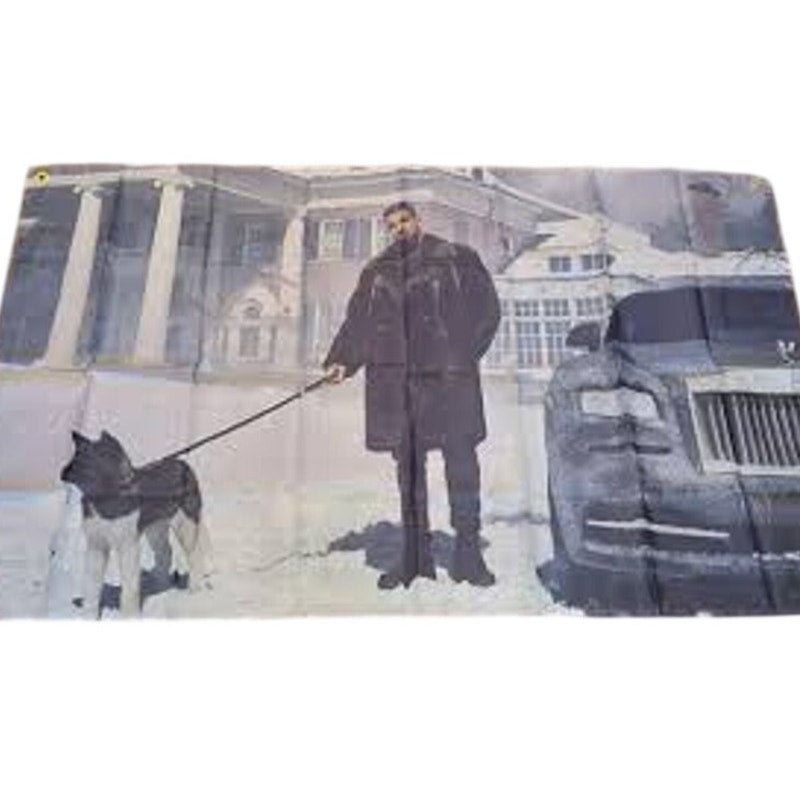 Drake Views Winter Scene Tapestry Wall Hanging 3x5 ft w/ Metal Grommets