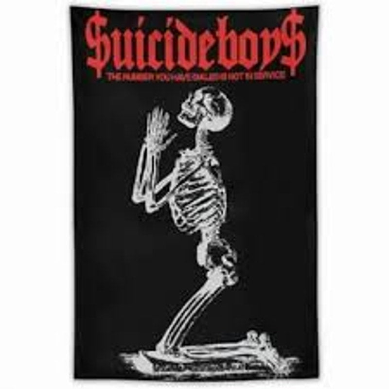 Gothic Suicide Skeleton Tapestry Hip Hop Wall Decor 40x60 Polyester w/ Hardware