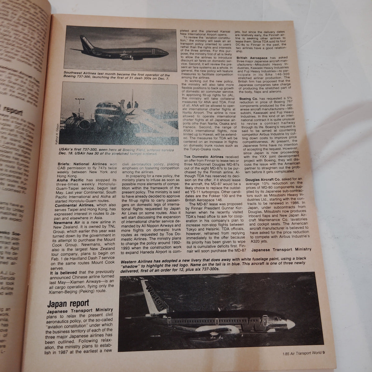 Air Transport World Magazine January 1985 ATW Awards Piedmont Airlines