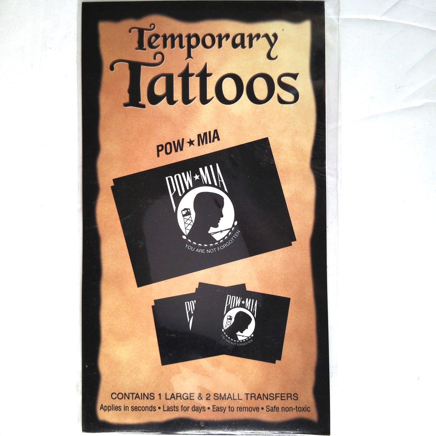 POW/MIA Temporary Tattoo Transfers – 1 Large & 2 Small – NIP