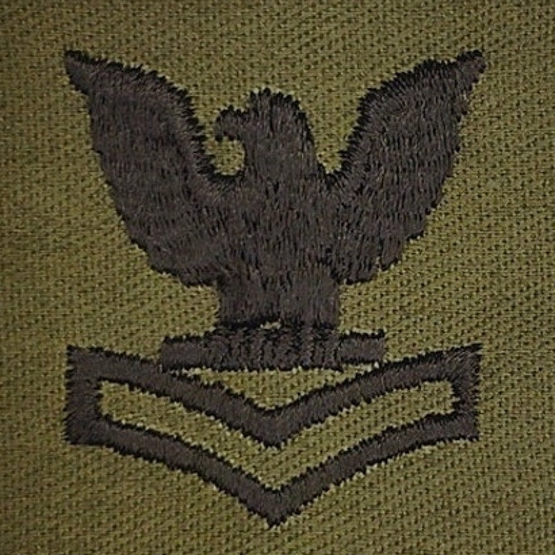 US Navy PO2 E‑5 Subdued OD Rating Device Patch 2‑1/4" × 2‑3/8" Sew‑On