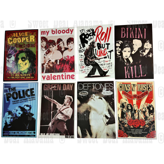 8-Piece Punk Rock Wall Collage Kit - Hip Hop, Rap, Rock & Roll - 6"x4" Posters