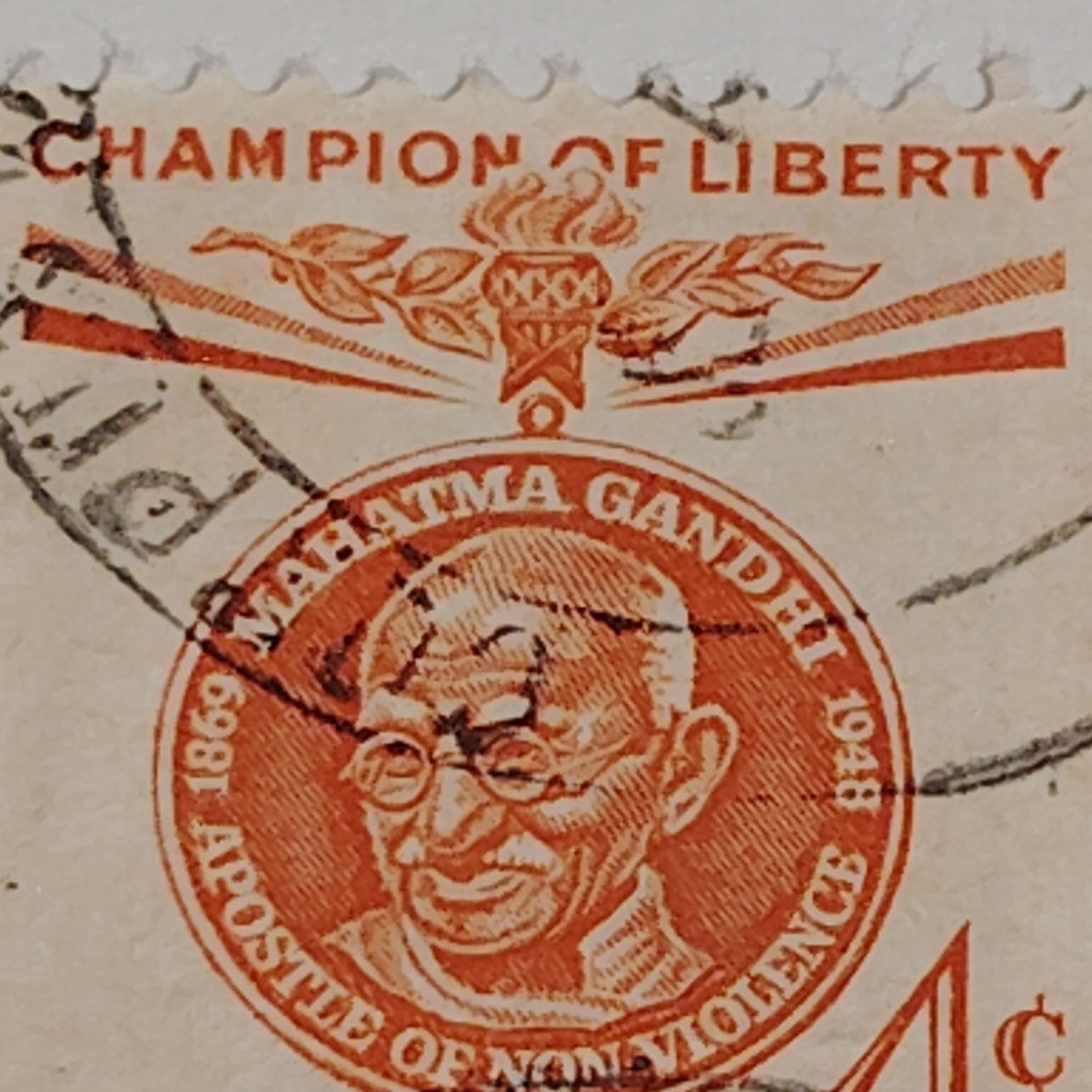 1961 Scott #1173 – 4¢ Mahatma Gandhi / Champions of Liberty – Canceled