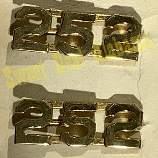 Early/Mid 1900s Brass C-Clasp "252" Collar Devices 3/8"H Hat / Lapel Pins Set