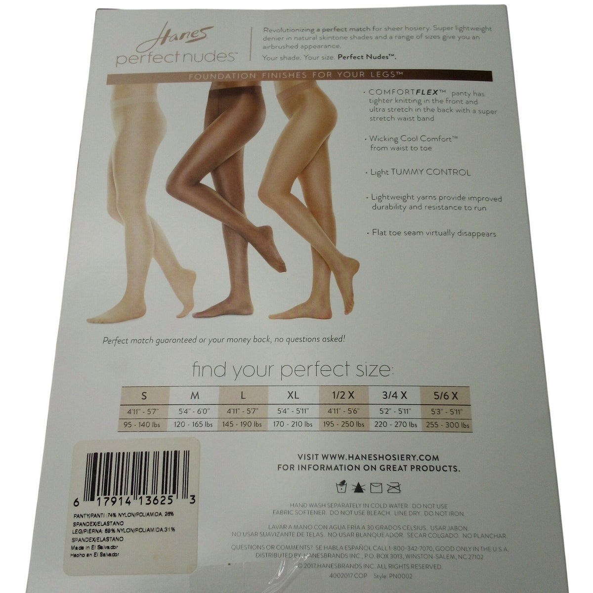 Hanes Perfect Nudes Run Resistant Sheer Tights Brown Nude 3/4X Tummy Control