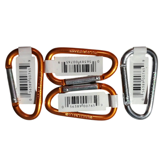 Coghlan’s 4-Pack 8mm Mini Carabiners Silver (1) & Orange (2) - Not for Climbing