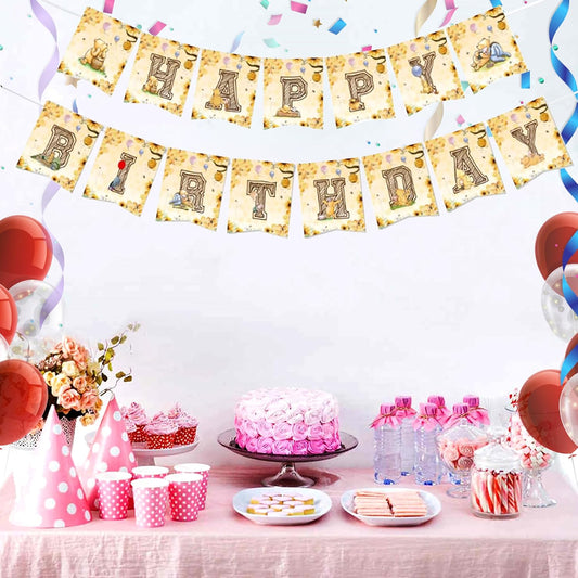 Winnie Bear Happy Birthday Banner – Classic Bear Theme