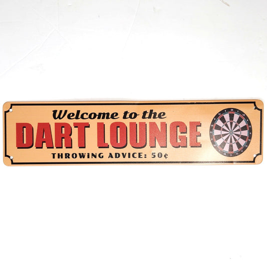 Welcome to the Dart Lounge Tin Sign Vintage Bar Decor Throwing Advice 16×4
