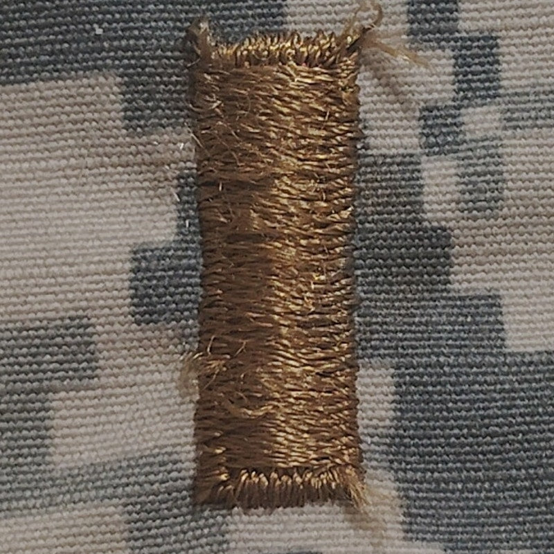 U.S. Army 2LT Rank Patch – O‑1 Gold Bar – UCP ACU – 2¼" × 1⅝"
