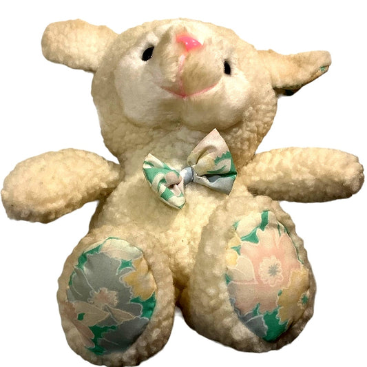 Carlmax Company LTD.,12" Sherpa Plush Lamb. Floral Ears, Feet & Bow Tie, 1980's