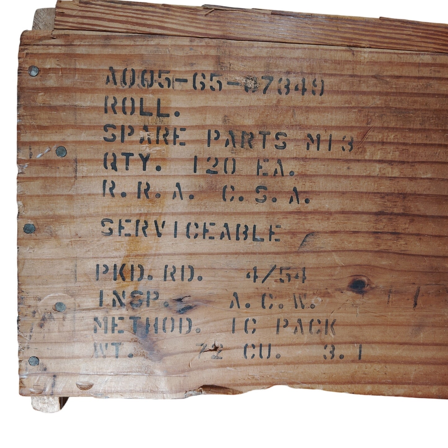 Military Surplus Wooden Storage Crate 27x18x11, Serviceable Condition, 1950s Era