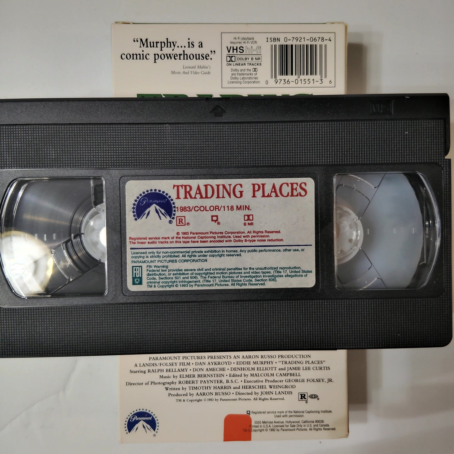 Trading Places VHS 1992 Eddie Murphy Dan Aykroyd John Landis Comedy Paramount