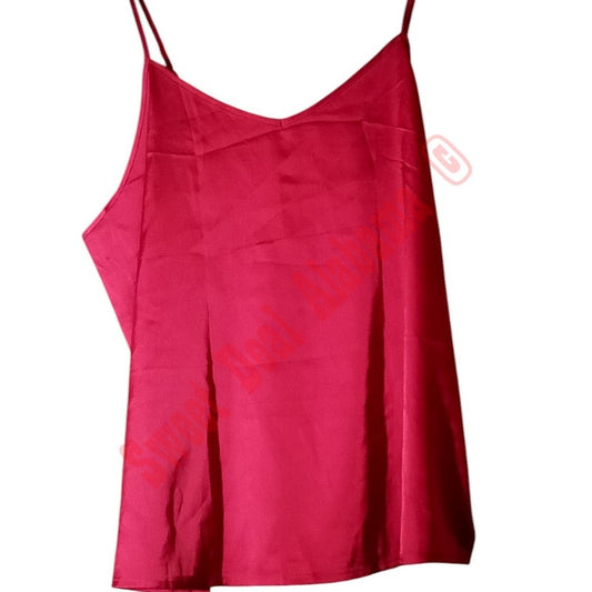 Women's Satin Camisole Sleeveless Spaghetti Strap Silk Cami, Rose, L