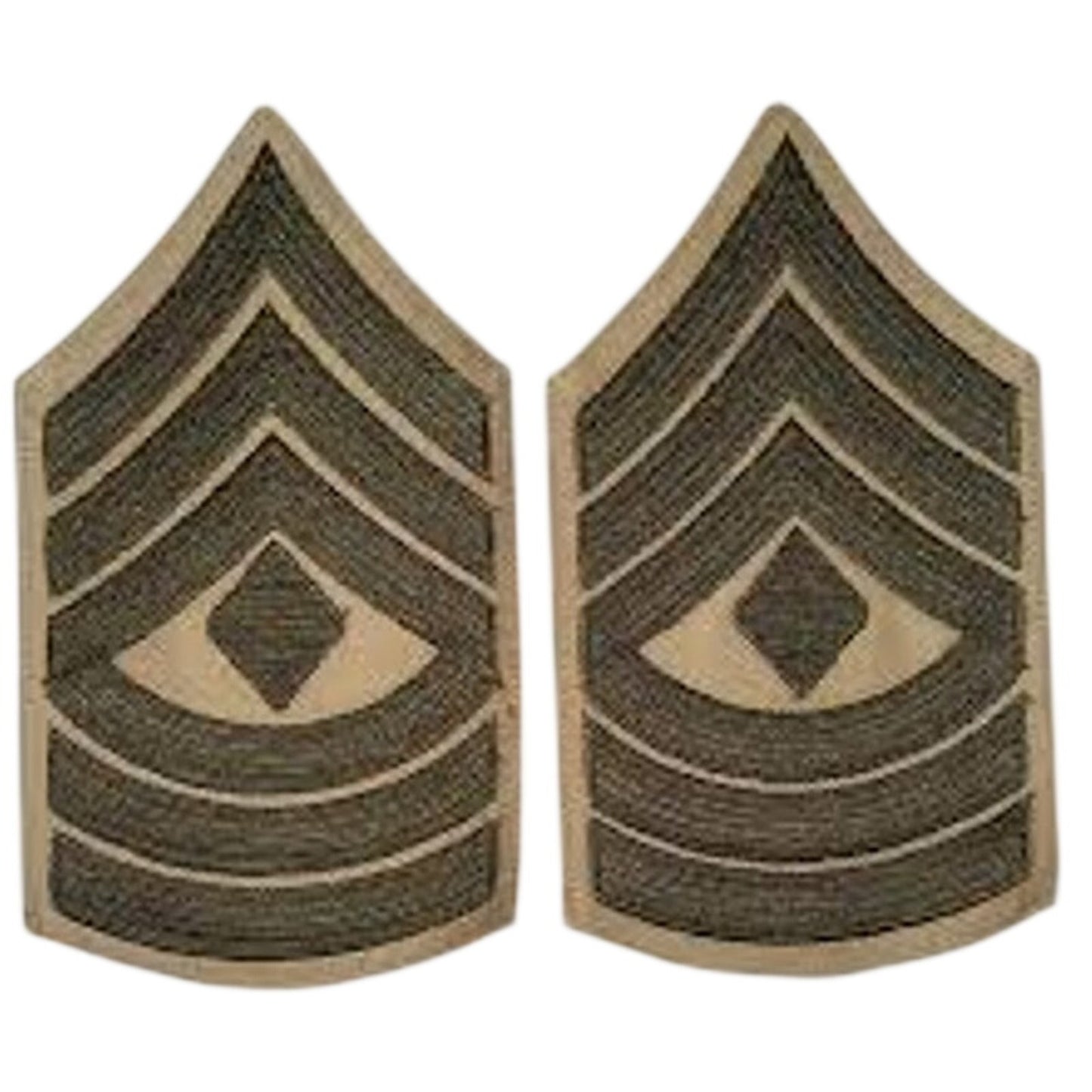 USMC First Sergeant E‑8 Female Green on Khaki Chevrons 4‑3/8" Sew‑On Pair