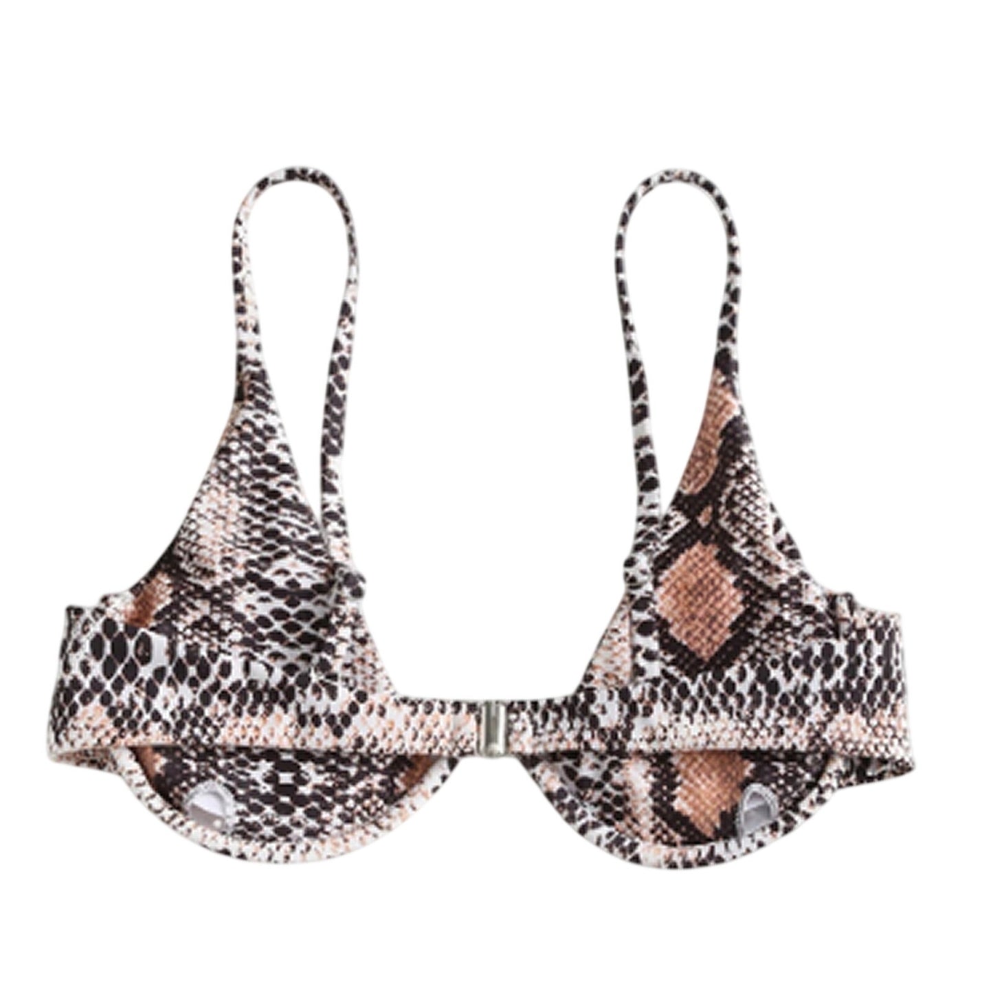 Zaful Snakeskin Underwire Bikini Top Push Up Spaghetti Strap Swim Top Small (4)