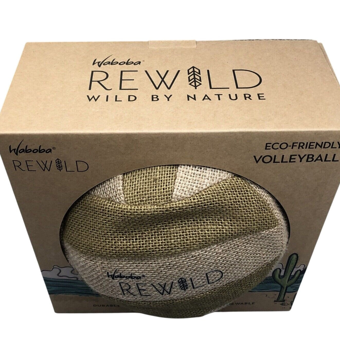 Waboba Eco-Friendly Volleyball Jute Plant Rubber Tree Sustainable Fun, 9.25"D