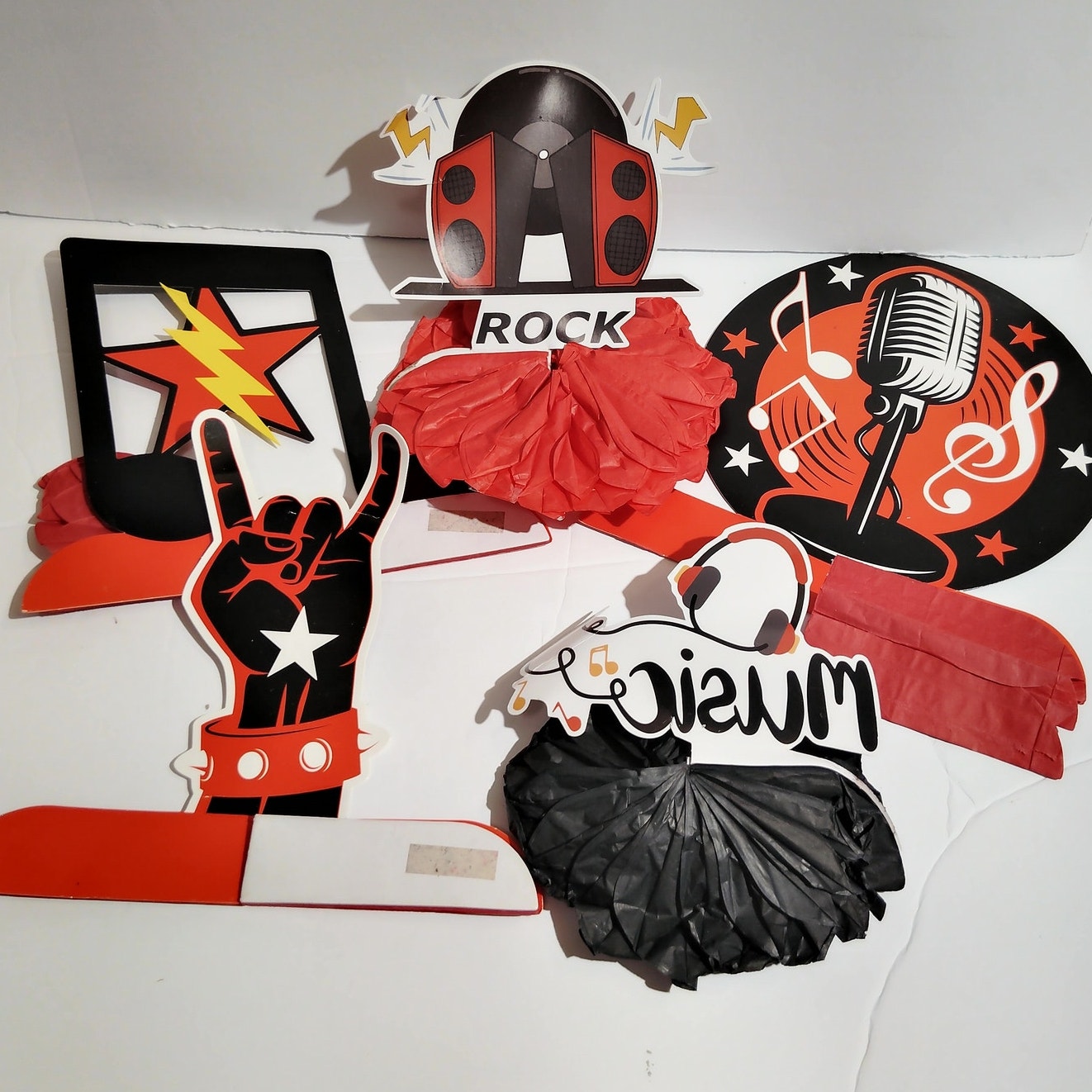 1950s Rock & Roll Party Decorations 16‑Pc Honeycomb Centerpieces & Table Toppers