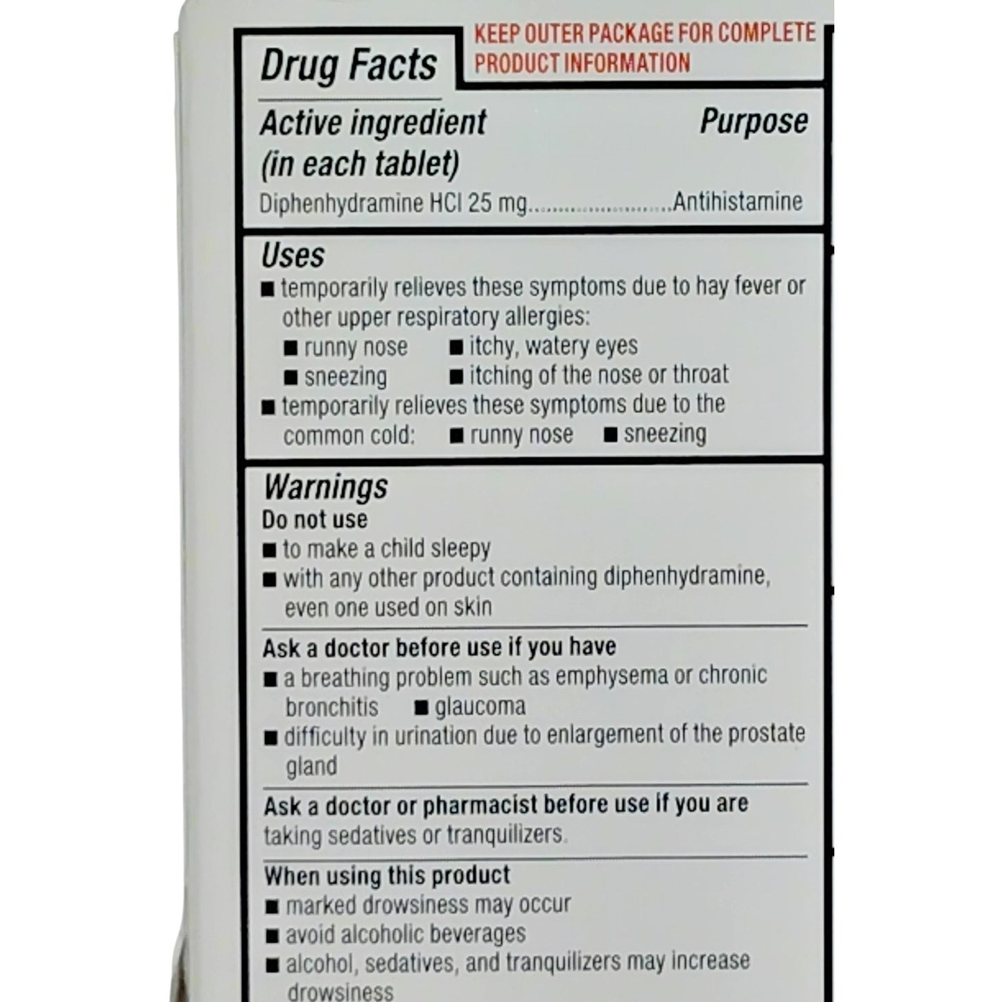 DG Health Allergy Relief – Diphenhydramine 25mg – 100 Ct – Exp. 03/2027