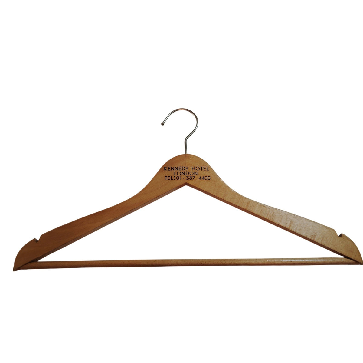 Vintage 1970s Kennedy Hotel London Wooden Coat Hanger Souvenir England