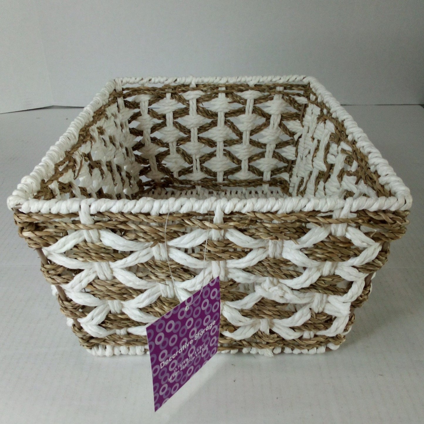 White/Natural Woven Storage Baskets – 3‑Pack Nestled Set – 10x6", 12x8", 14x10"