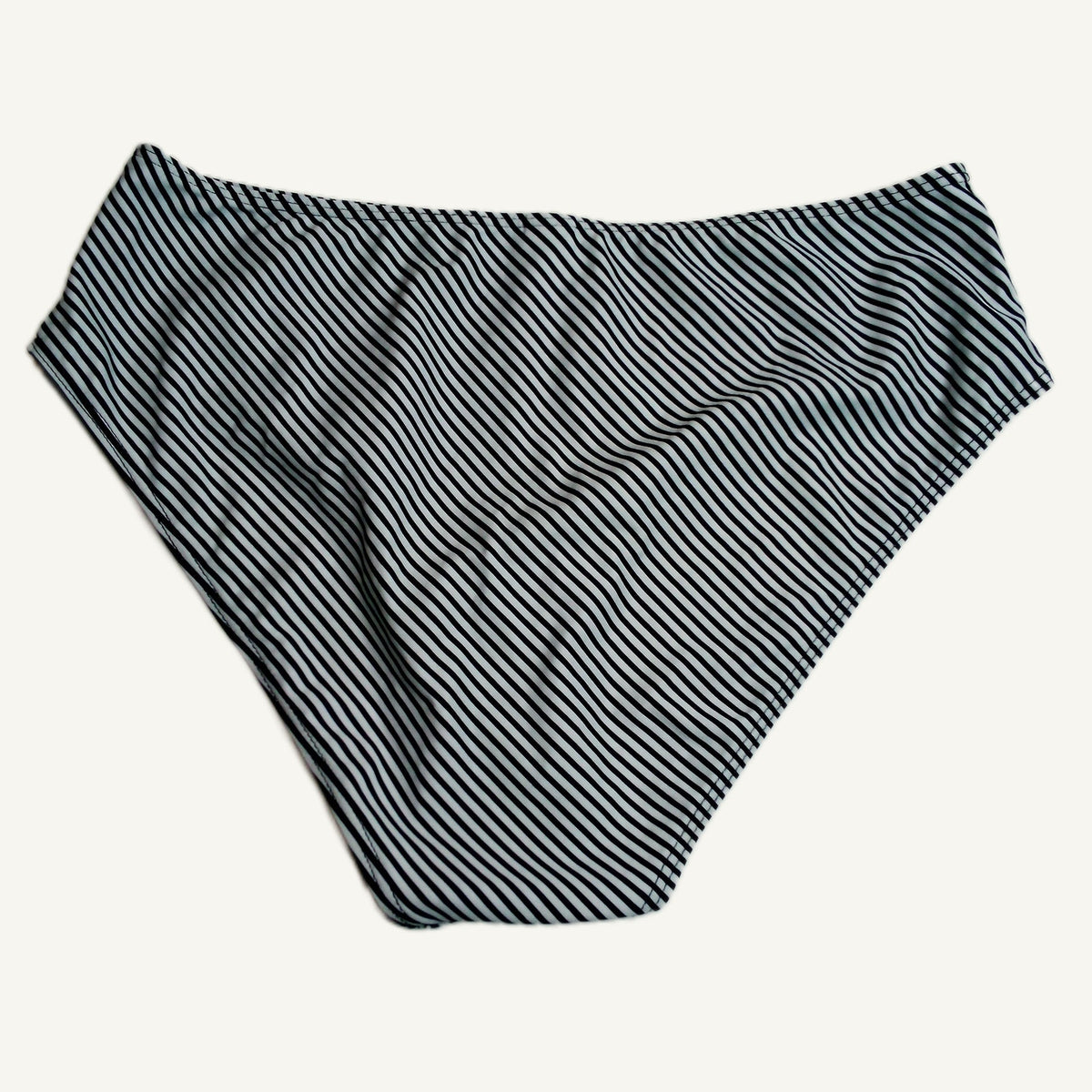 Black & White Striped High-Waist Bikini Bottoms - Size L