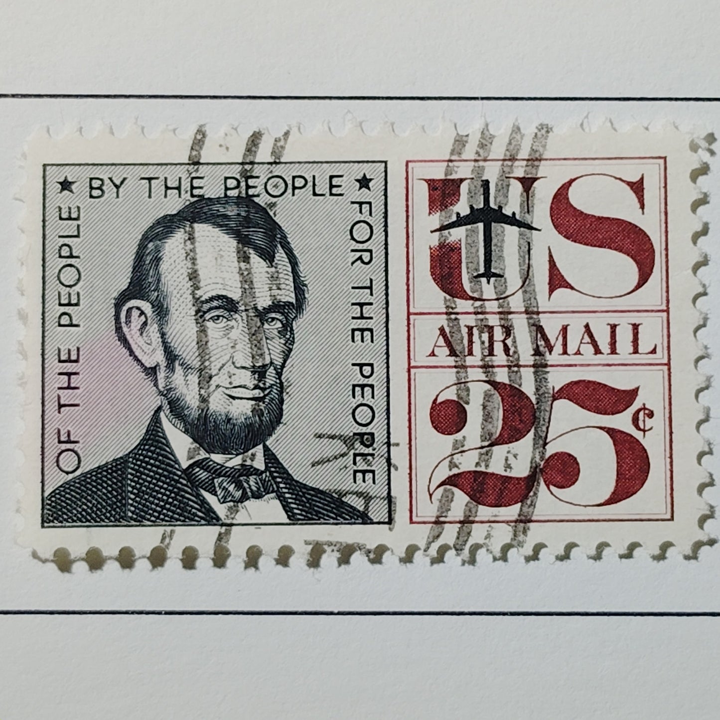 1960 U.S. Airmail 25¢ Abraham Lincoln Stamp – Scott C59 – “Of the People” – Used