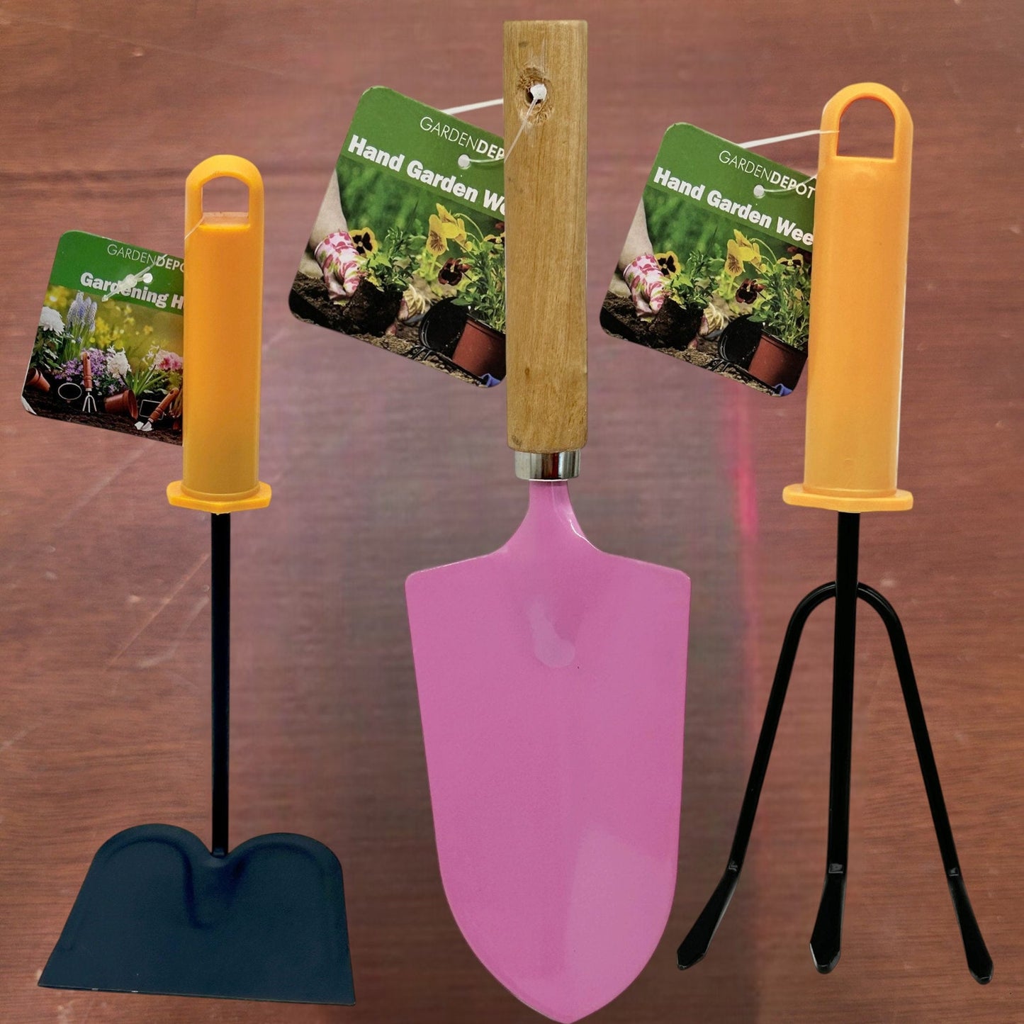 GardenDepot 3‑Tool Hand Gardening Set ,Weeder, Hoe & Shovel, Durable Metal Tools