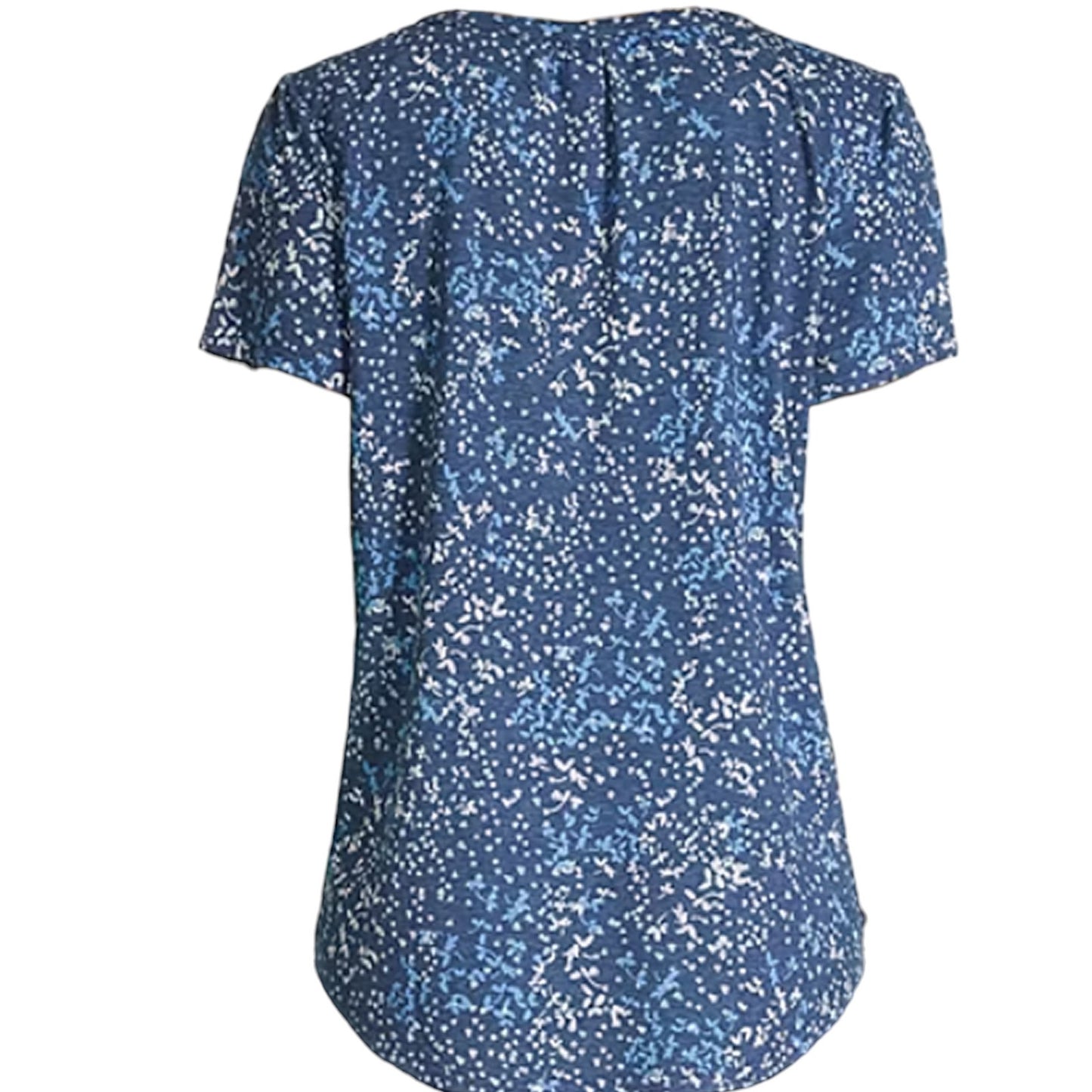 Liz Claiborne Women's Plus Size Split Crew Neck Short Sleeve Blouse, Indigo 5XL
