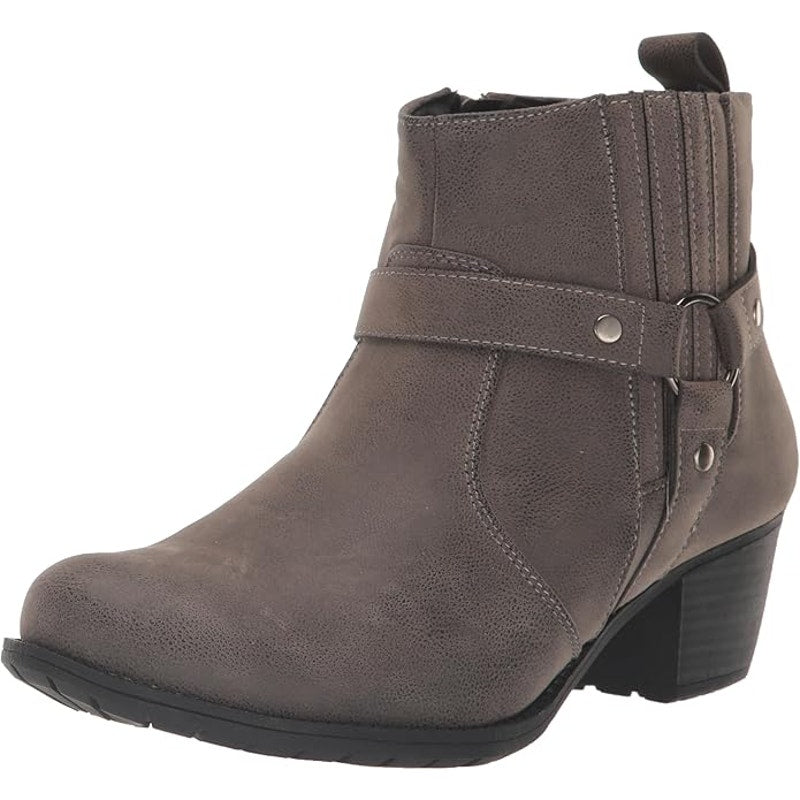 Easy Street Chicory Boot – Grey Matte, Women’s 7.5 Narrow, Block Heel Ankle Boot