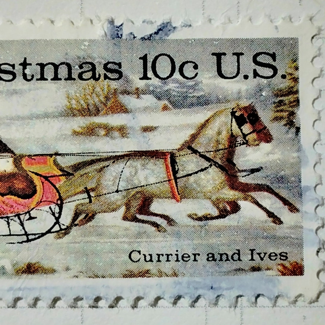 1974 U.S. Christmas 10¢ “The Road – Winter” Stamp – Currier & Ives – Used