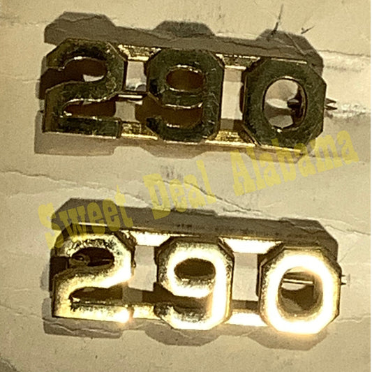 Early/Mid 1900s Brass C-Clasp "290" Collar Devices 3/8"H Hat / Lapel Pins Set