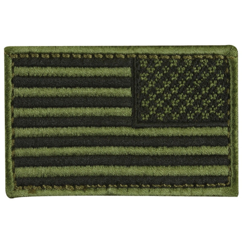 US Flag Patch Subdued Olive Drab Right‑Face 3" × 2" Hook Novelty Patch