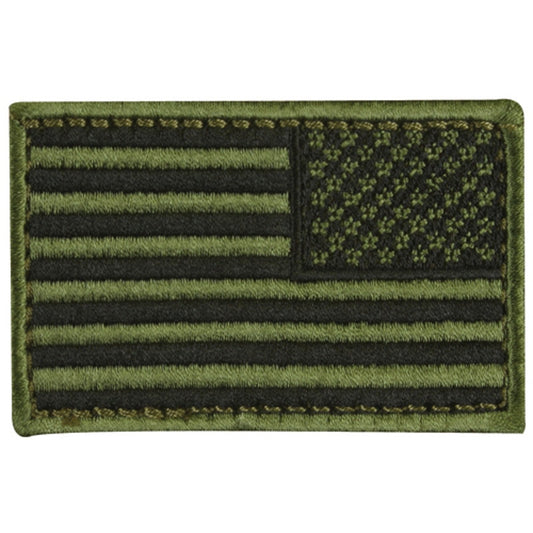 US Flag Patch Subdued Olive Drab Right‑Face 3" × 2" Hook Novelty Patch