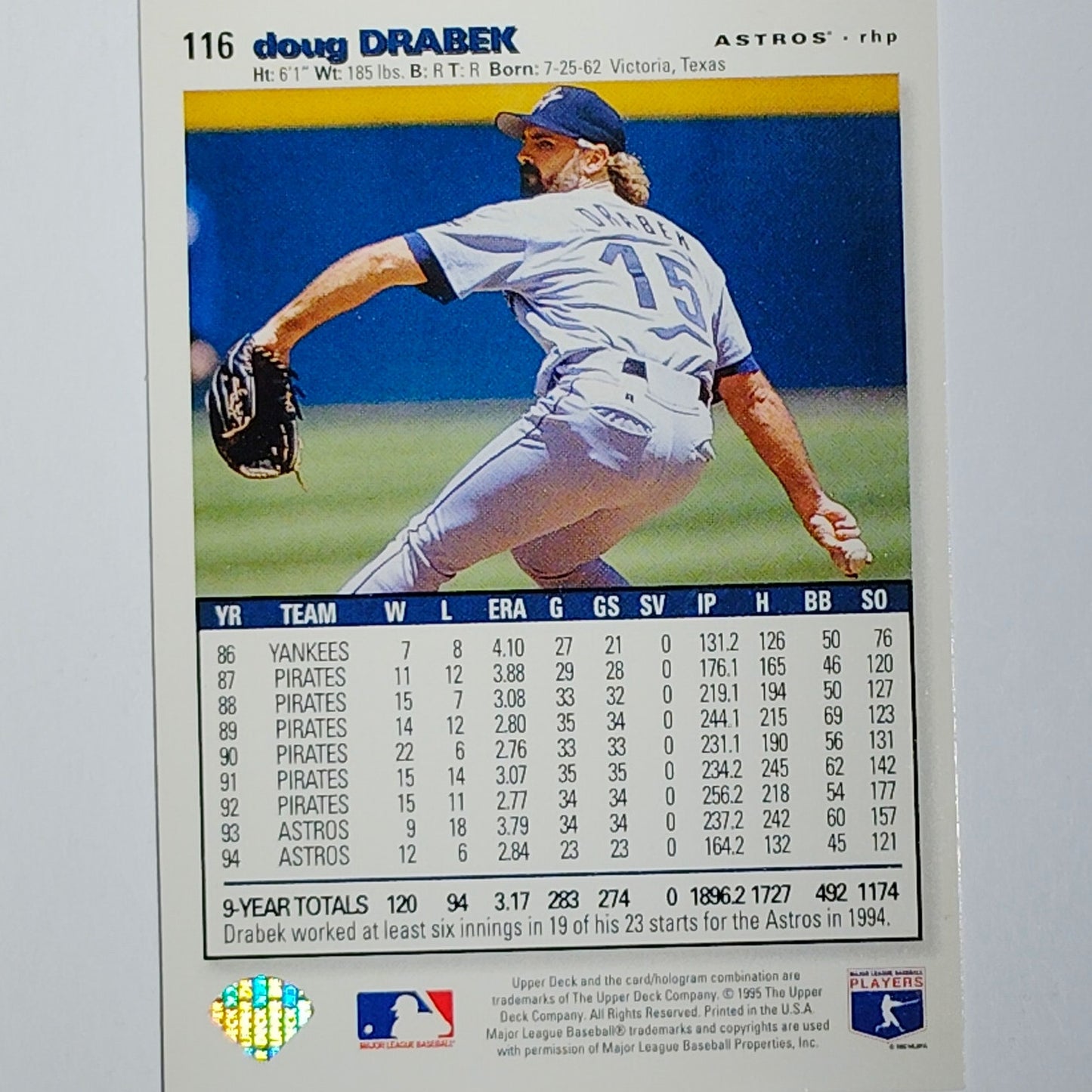 1996 Upper Deck Collector's Choice Silver Signature Doug Drabek 116 Astros VG/EX