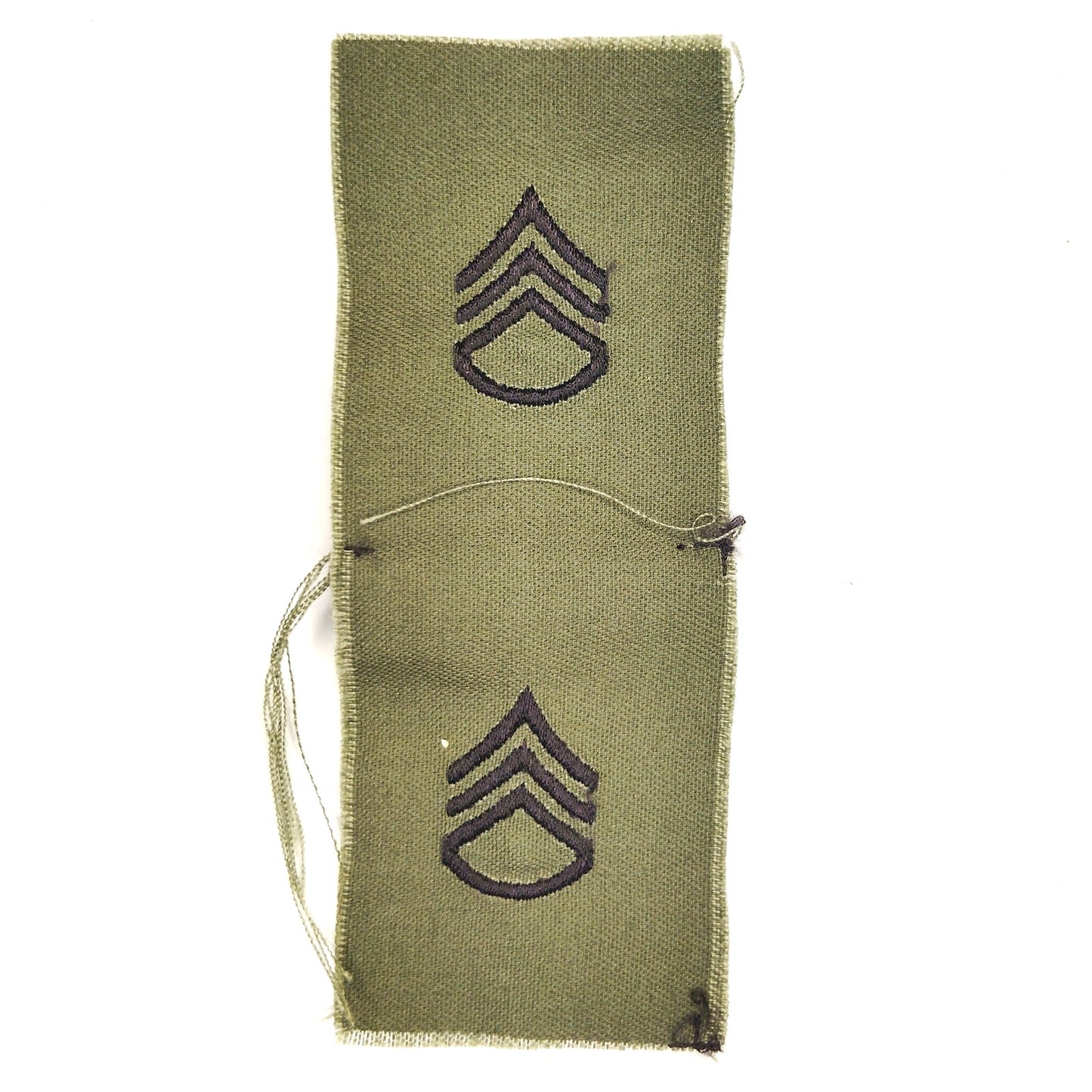Vintage US Army SSG E‑6 Rank Patch Pair Subdued ODG 5‑1/2" × 2" BDU Sew‑On