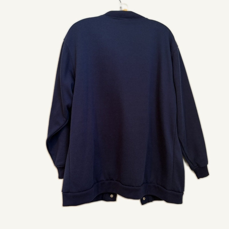 Blair Women's L Navy Butterfly Top & Snap Button Jacket 2-Piece Set