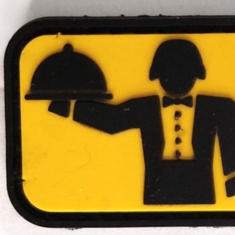 Room Service Novelty Patch MSM Black/Yellow PVC 3" × 1‑1/8" Hook Back