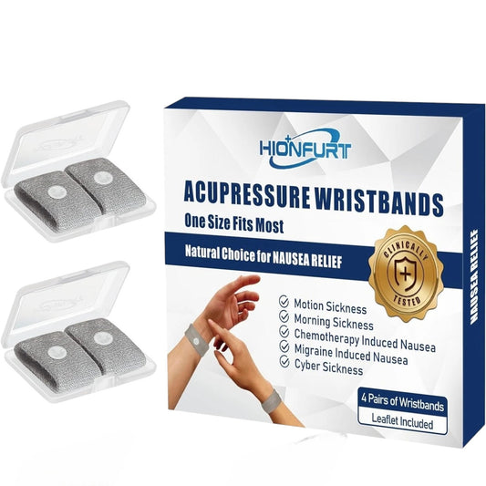 2-Pair Motion Sickness Bands – Anti-Nausea Wristbands for Adults & Kids, Gray