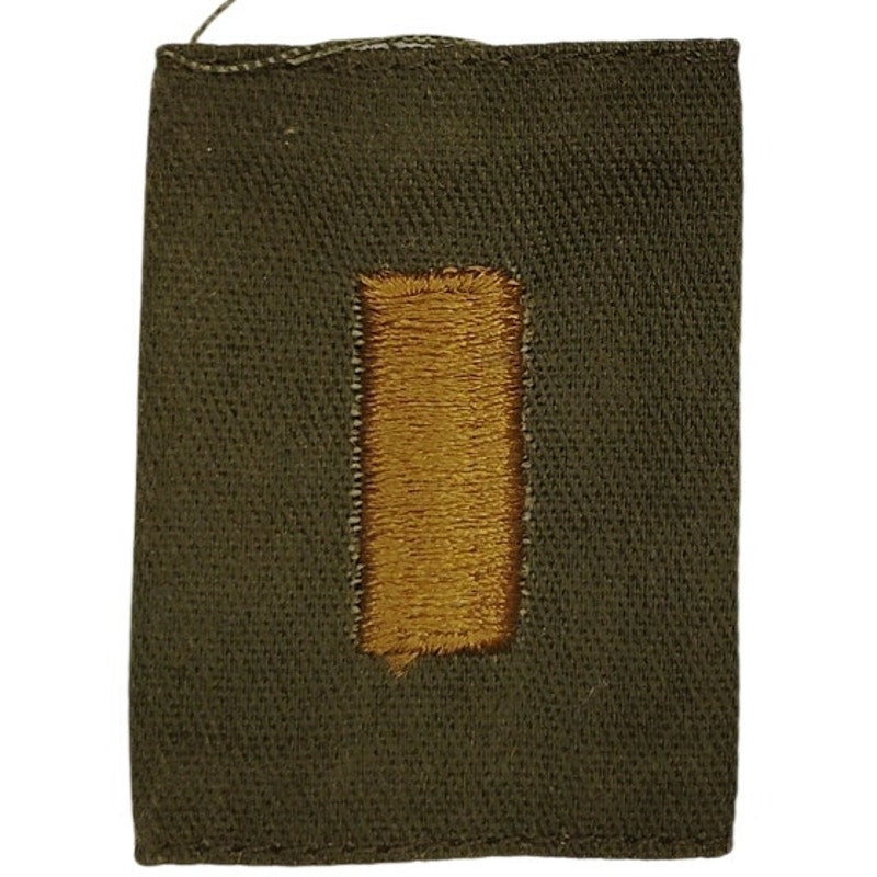 Vintage US Army 2LT O‑1 Subdued OD Green Rank Patch 2‑1/8" × 1‑1/2" Sew‑On