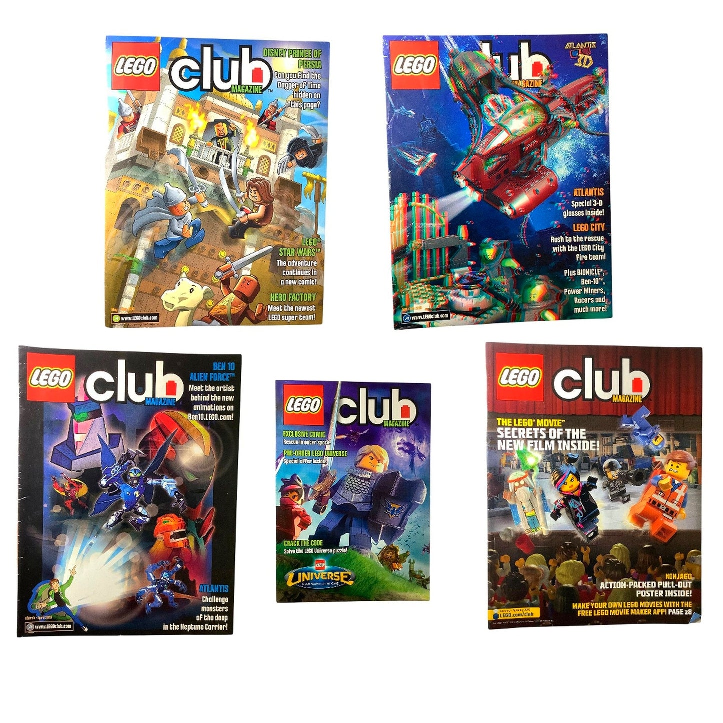 5 x Back Issues Lego Club Magazines, 5  issues from 2010-2014 Pictured